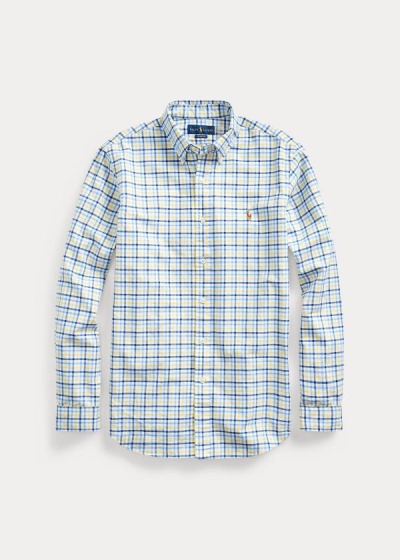 Camisa Oxford Polo Ralph Lauren Hombre Amarillos / Azul Marino Multicolor - Classic Fit Plaid - WOPE